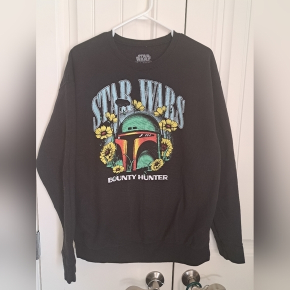 STAR WARS bounty hunter Boba Fett sweater sweatshirt flowers graphics black M - Picture 2 of 6